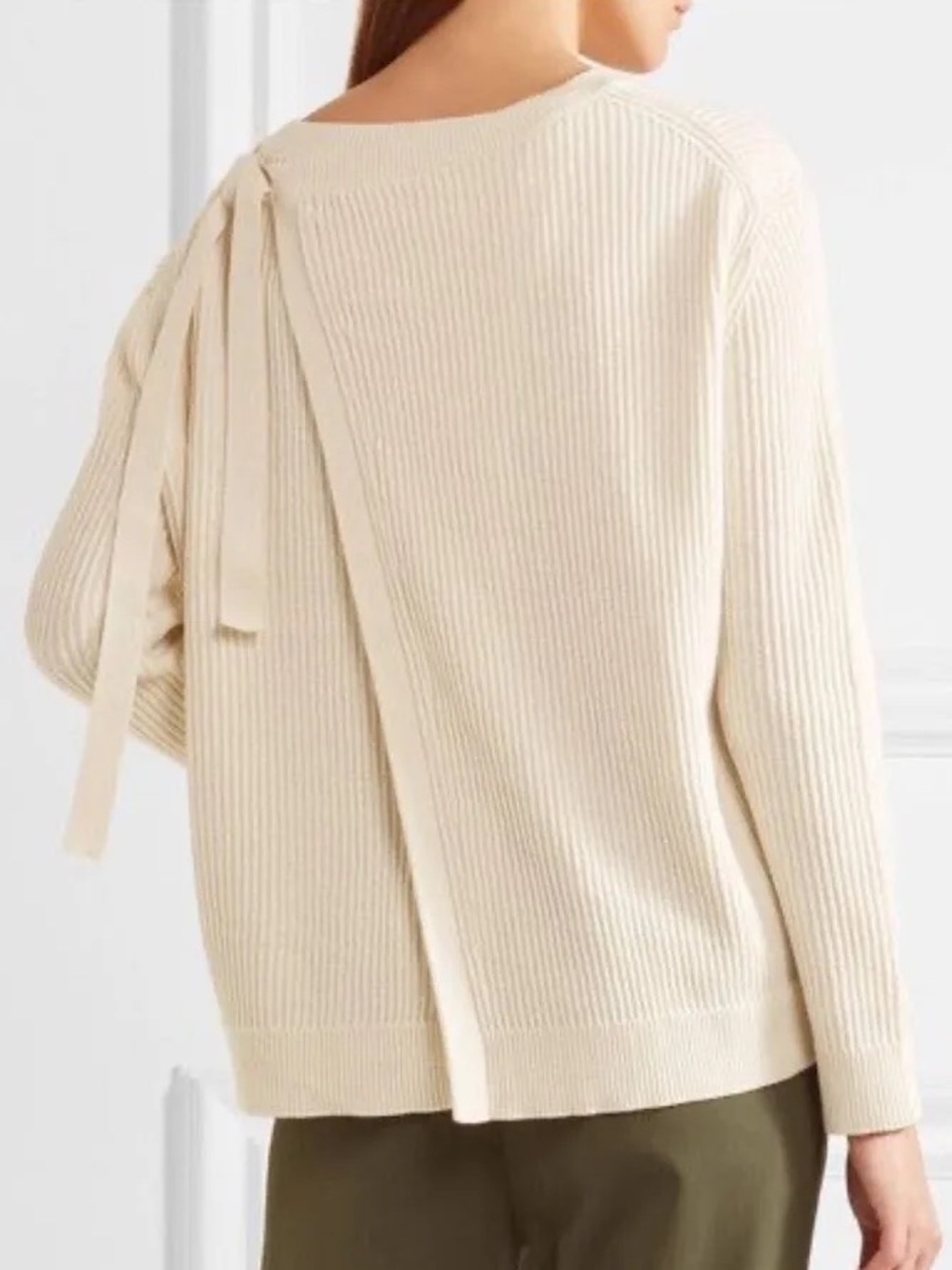 Vince Tie Back Slit Sweater cashmere cotton in off white